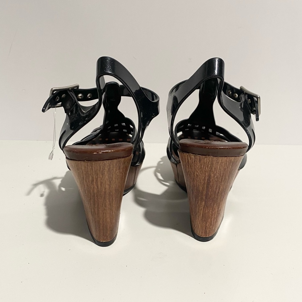 Marc Jacobs Platform Wooden Jelly Fisherman Heel Sandal 37 Block Black - Picture 4 of 11